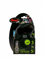 Поводок-рулетка для собак flexi Black Design S 5 м 15 кг лента, синий