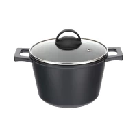 Кастрюля GURMAN 3 л, с термостойкой стеклянной крышкой 20 см, черный