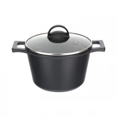 Кастрюля GURMAN 3 л, с термостойкой стеклянной крышкой 20 см, черный