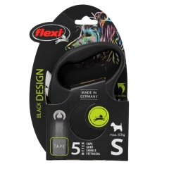 Поводок-рулетка для собак flexi Black Design S 5 м 15 кг лента, черный