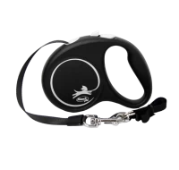Поводок-рулетка для собак flexi Black Design S 5 м 15 кг лента, черный