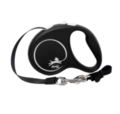 Поводок-рулетка для собак flexi Black Design S 5 м 15 кг лента, черный