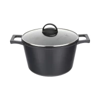 Кастрюля GURMAN 5 л, с термостойкой стеклянной крышкой 24 см, черный