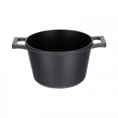 Кастрюля GURMAN 5 л, с термостойкой стеклянной крышкой 24 см, черный