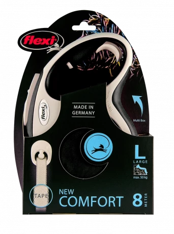 Поводок-рулетка для собак flexi New Comfort L 8 м лента, черный