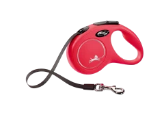 Поводок-рулетка для собак flexi New Classic S 5 м лента, красный