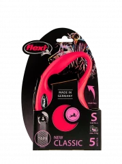 Поводок-рулетка для собак flexi New Classic S 5 м лента, красный