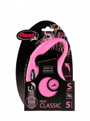 Поводок-рулетка для собак flexi New Classic S 5 м лента, розовый