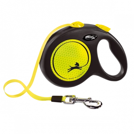 Поводок-рулетка для собак flexi New Neon L 5 м лента, желтый