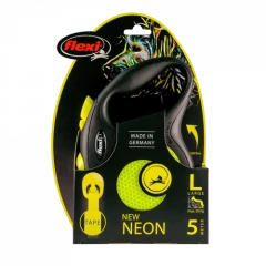 Поводок-рулетка для собак flexi New Neon L 5 м лента, желтый