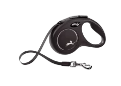 Поводок-рулетка для собак flexi New Classic S 5 м лента, черный