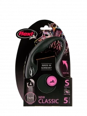 Поводок-рулетка для собак flexi New Classic S 5 м лента, черный