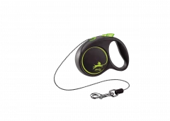 Поводок-рулетка для собак flexi Black Design XS 3 м 8 кг трос, зеленый