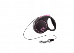 Поводок-рулетка для собак flexi Black Design XS 3 м 8 кг трос, розовый