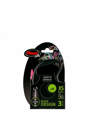 Поводок-рулетка для собак flexi Black Design XS 3 м 8 кг трос, розовый