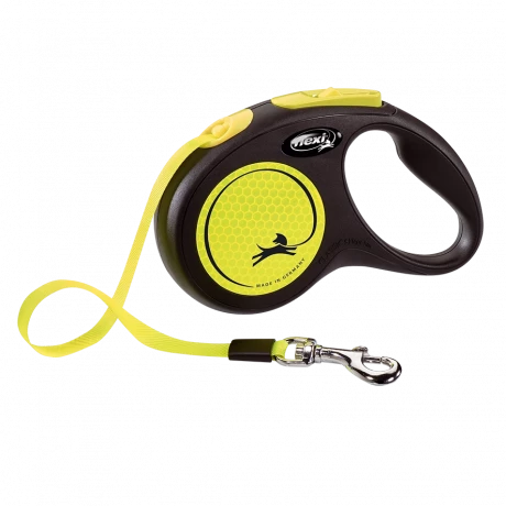 Поводок-рулетка для собак flexi New Neon S 5 м лента, желтый