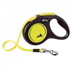 Поводок-рулетка для собак flexi New Neon S 5 м лента, желтый